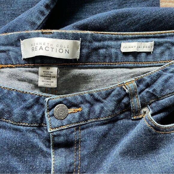 Kenneth Cole Reaction Dark Blue Denim Skinny Mini Boot Jeans Size 10 - Picture 3 of 11